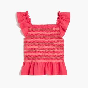 Crewcuts Smocked Ruffles Girls Tank Top XL 12-14 Cotton Coral Sleevelss NWT